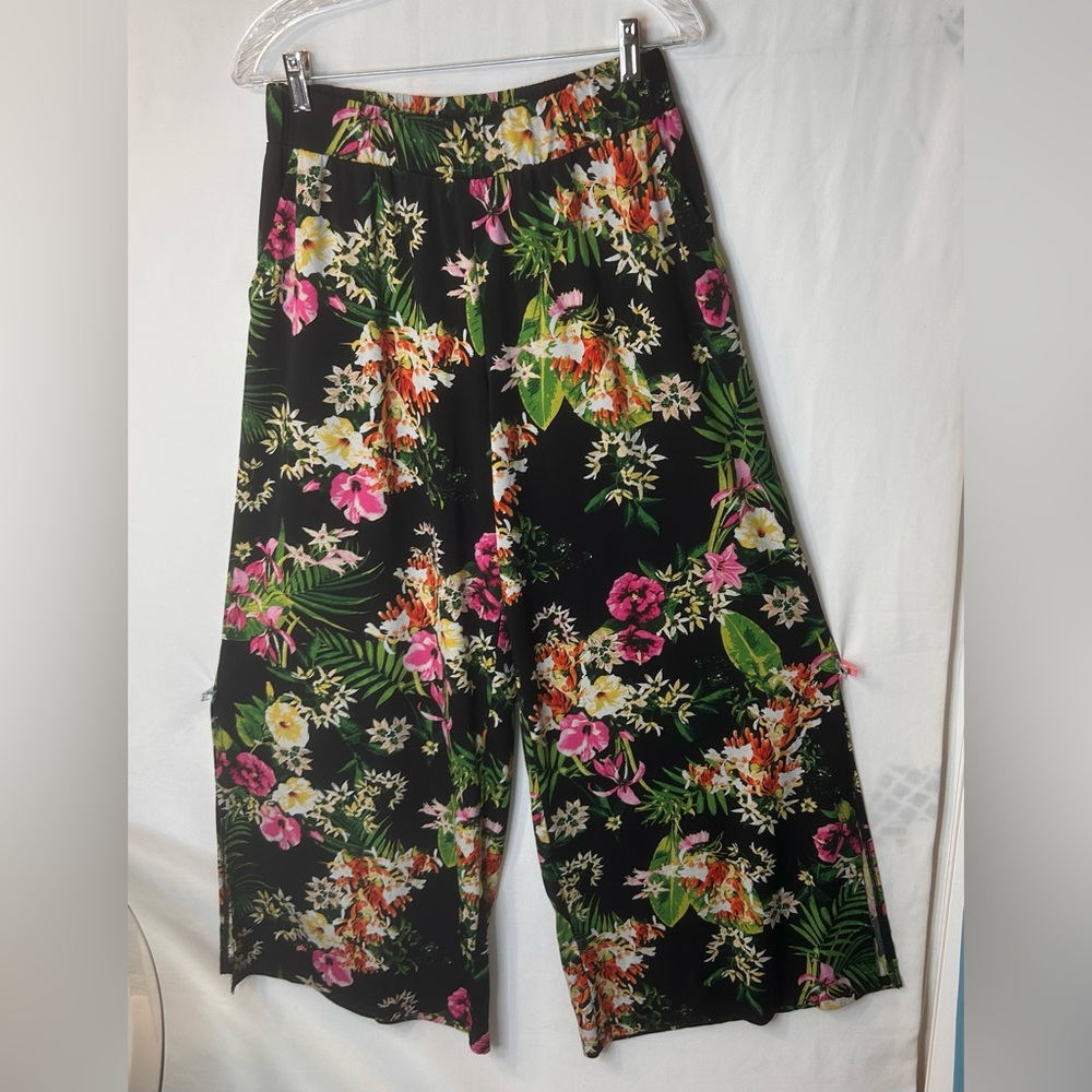 G.I.L.I Women’s Gilli Floral Pants Trousers WideLeg Multicolored Flowy Size M